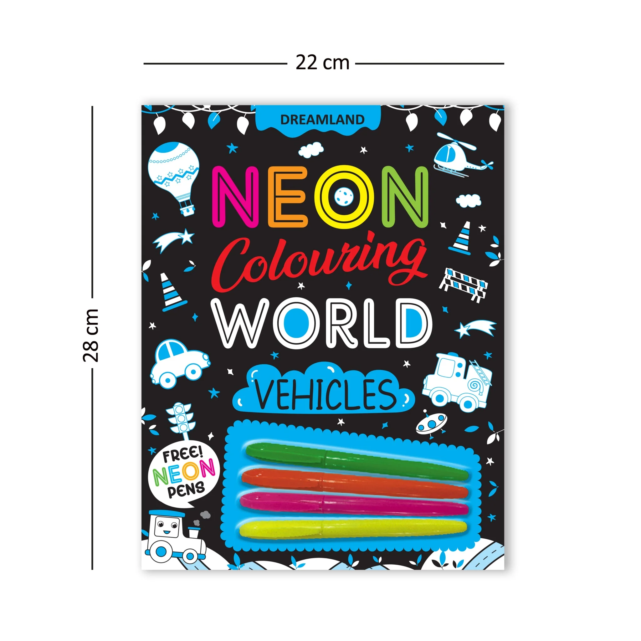 Vehicles Neon Colouring World Book for Kids Age 4 - 7  years with Neon Pens - Image 3