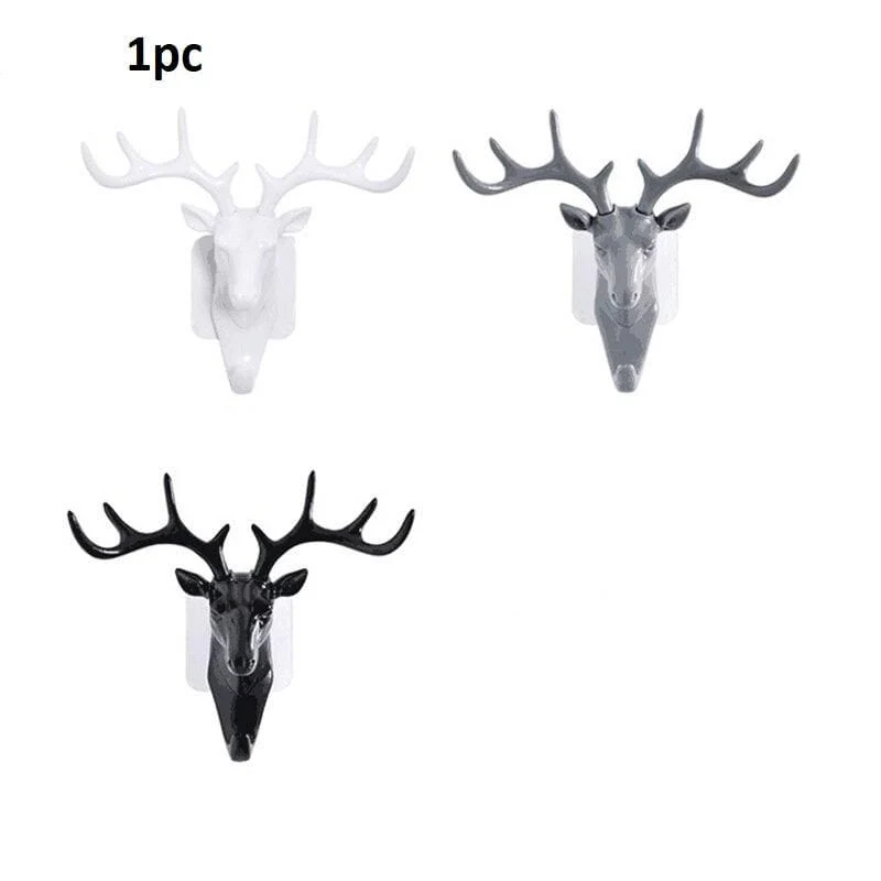 Velora: 2Pcs Heavy Duty Deer Head Antler Wall Hook with Adhesive Wall Mount Elegant Home Door Design for hanging keys, bags, Hat & Accesories - Image 6