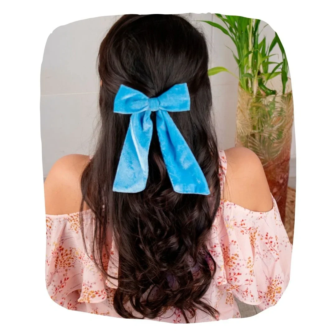 Velvet Hair Bow Accessory - Long Tail Style, Small - Image 19