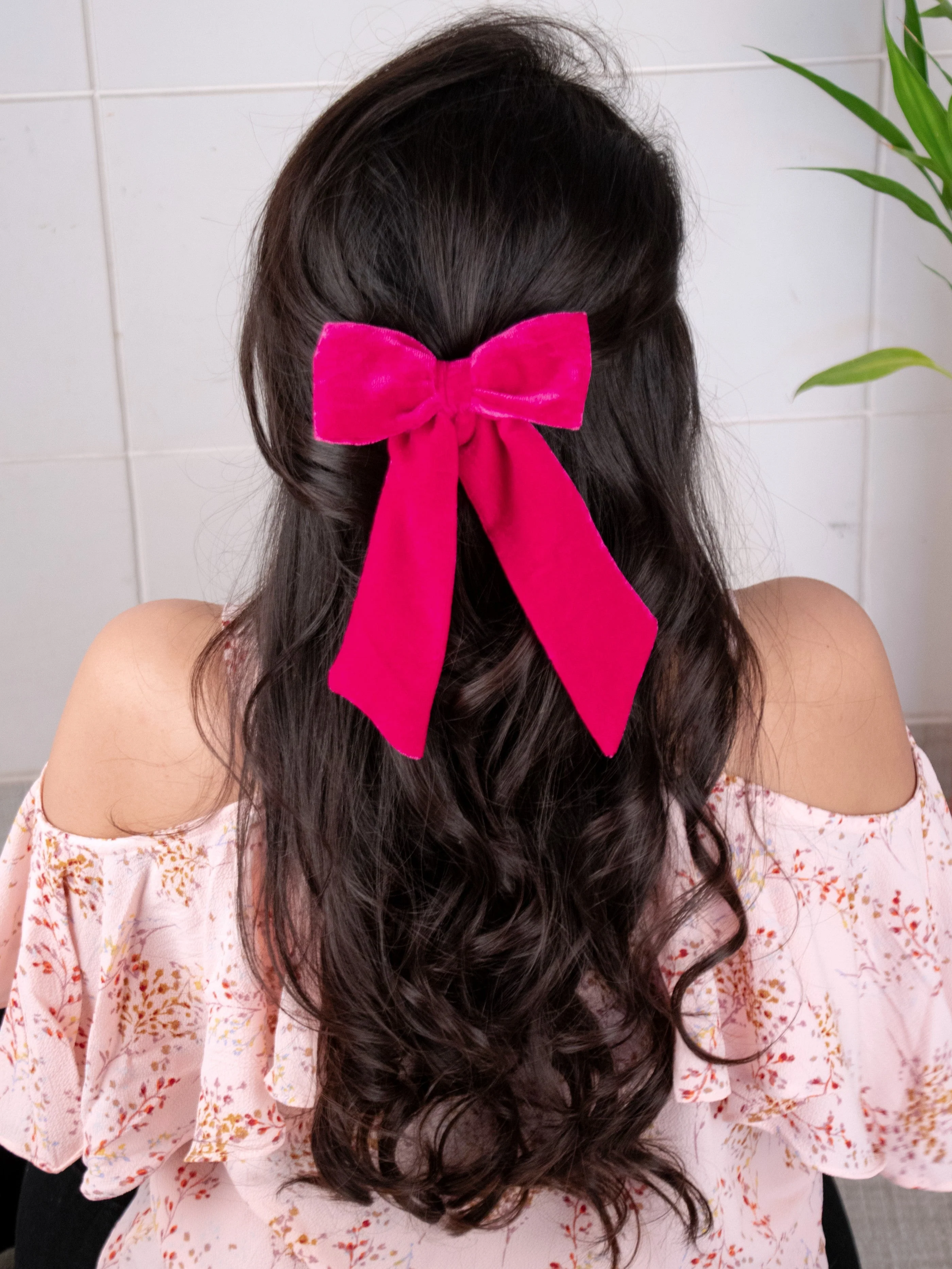 Velvet Hair Bow Accessory - Long Tail Style, Small - Image 40