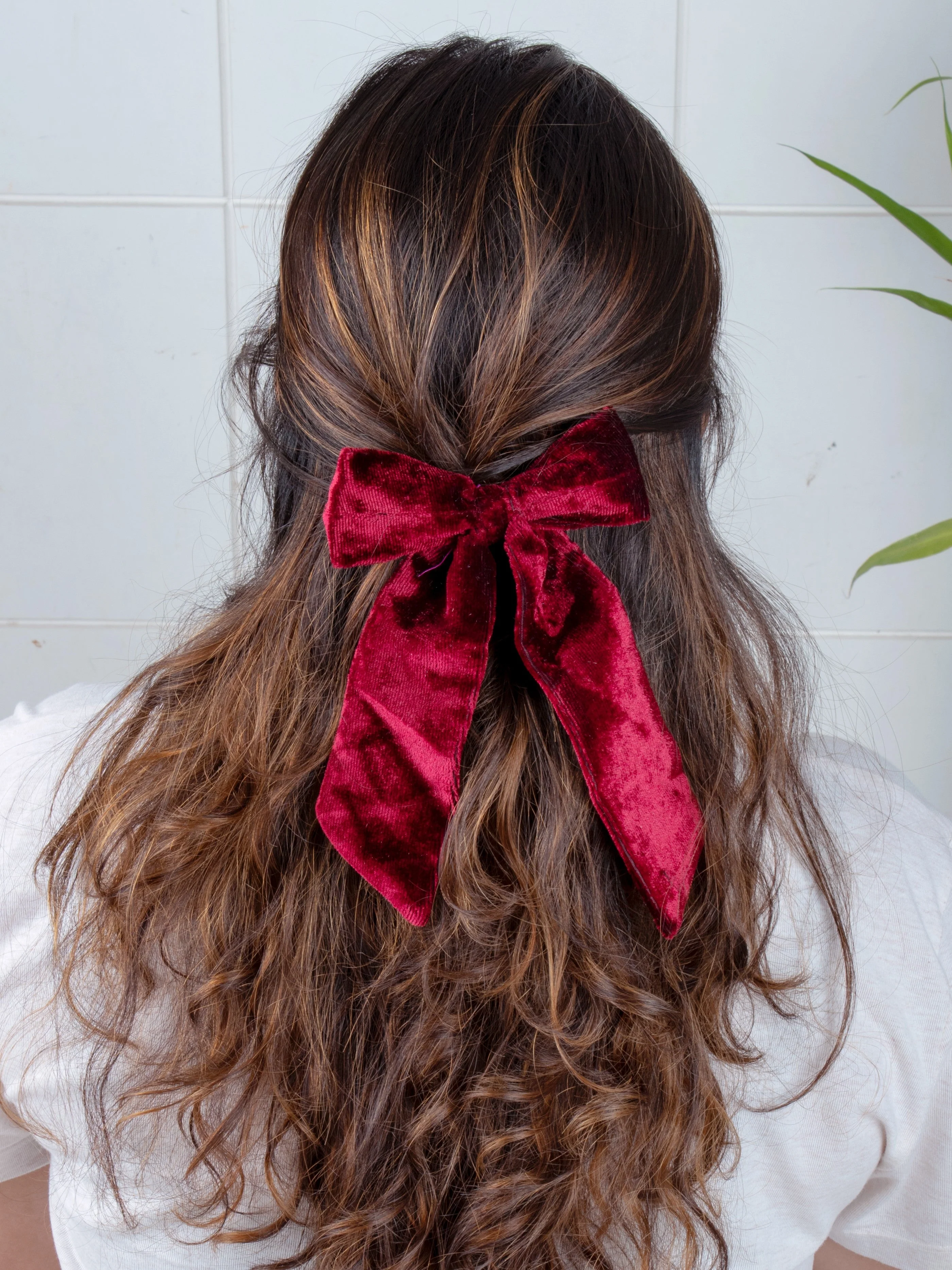 Velvet Hair Bow Accessory - Long Tail Style, Small - Image 43
