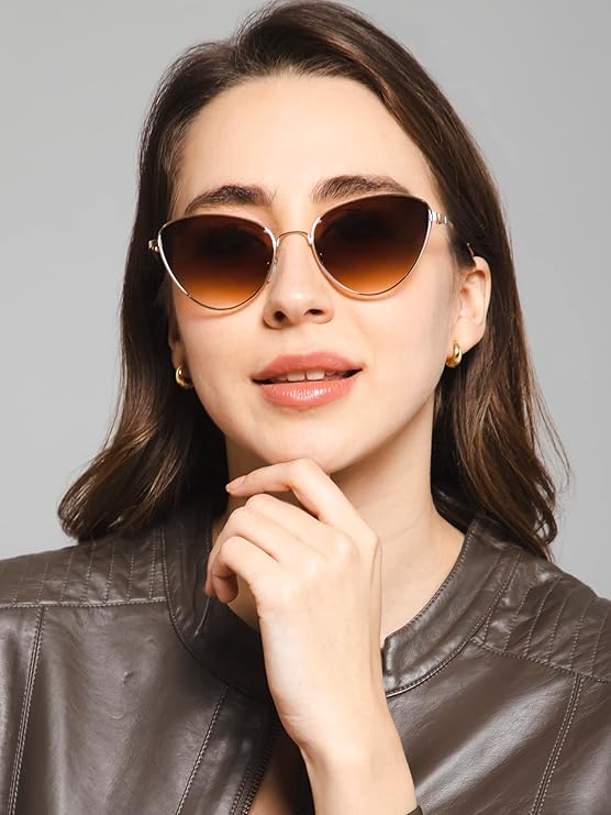 Vintage Golden Brown Cat Eye Sunglasses - Image 3