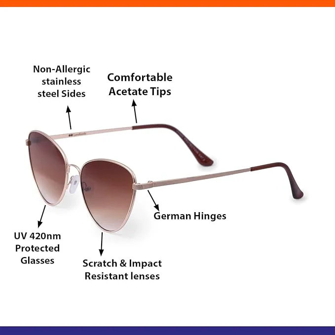 Vintage Golden Brown Cat Eye Sunglasses - Image 4