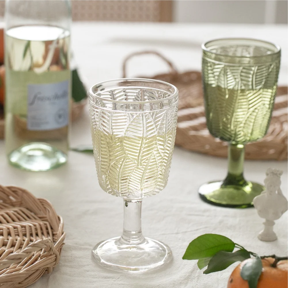 Vintage Leaf Embossed Wine Glasses (Set of 2) - Image 4
