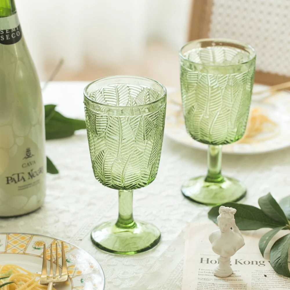 Vintage Leaf Embossed Wine Glasses (Set of 2) - Image 5