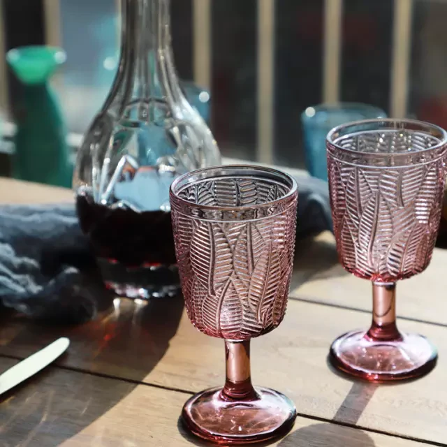Vintage Leaf Embossed Wine Glasses (Set of 2) - Image 6