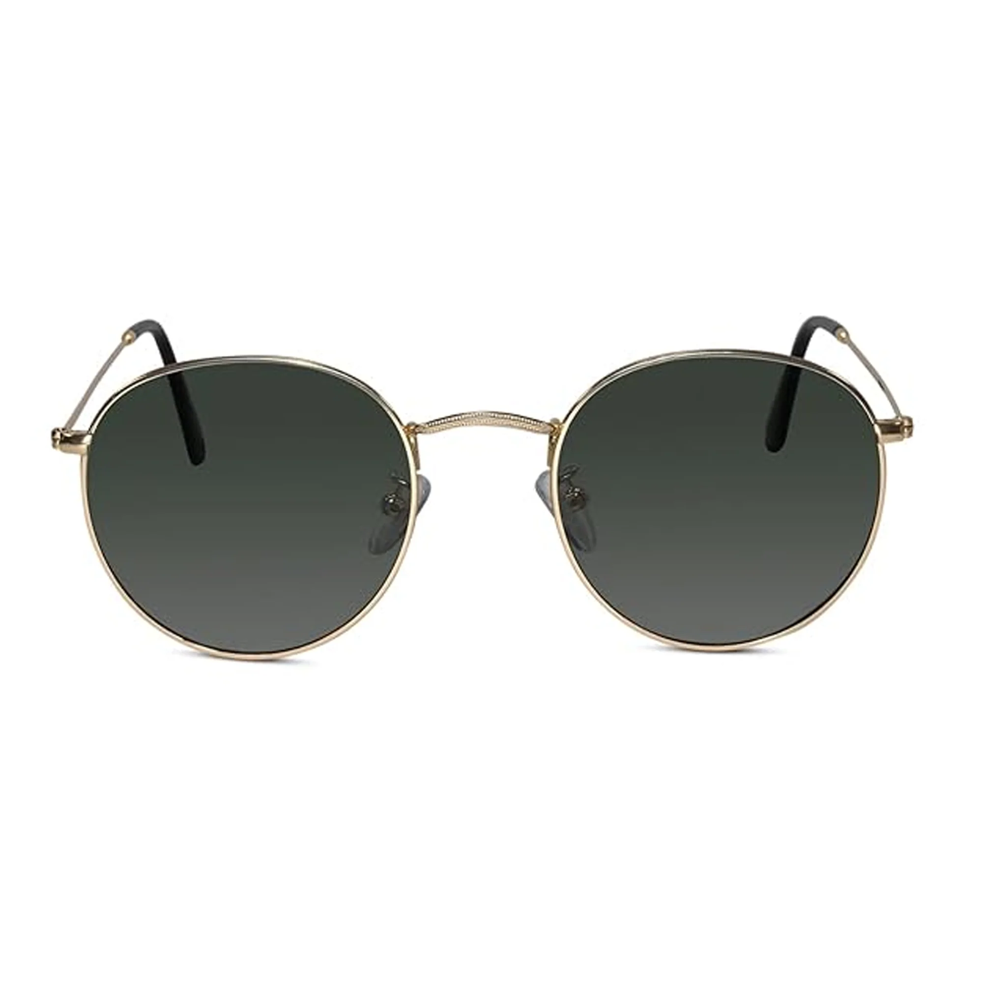 Vintage Polarised Golden Round Sunglasses - Image 2