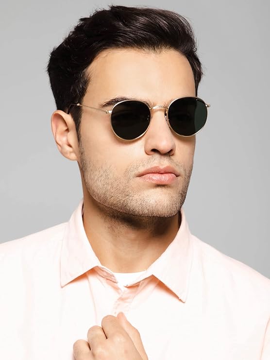 Vintage Polarised Golden Round Sunglasses - Image 4