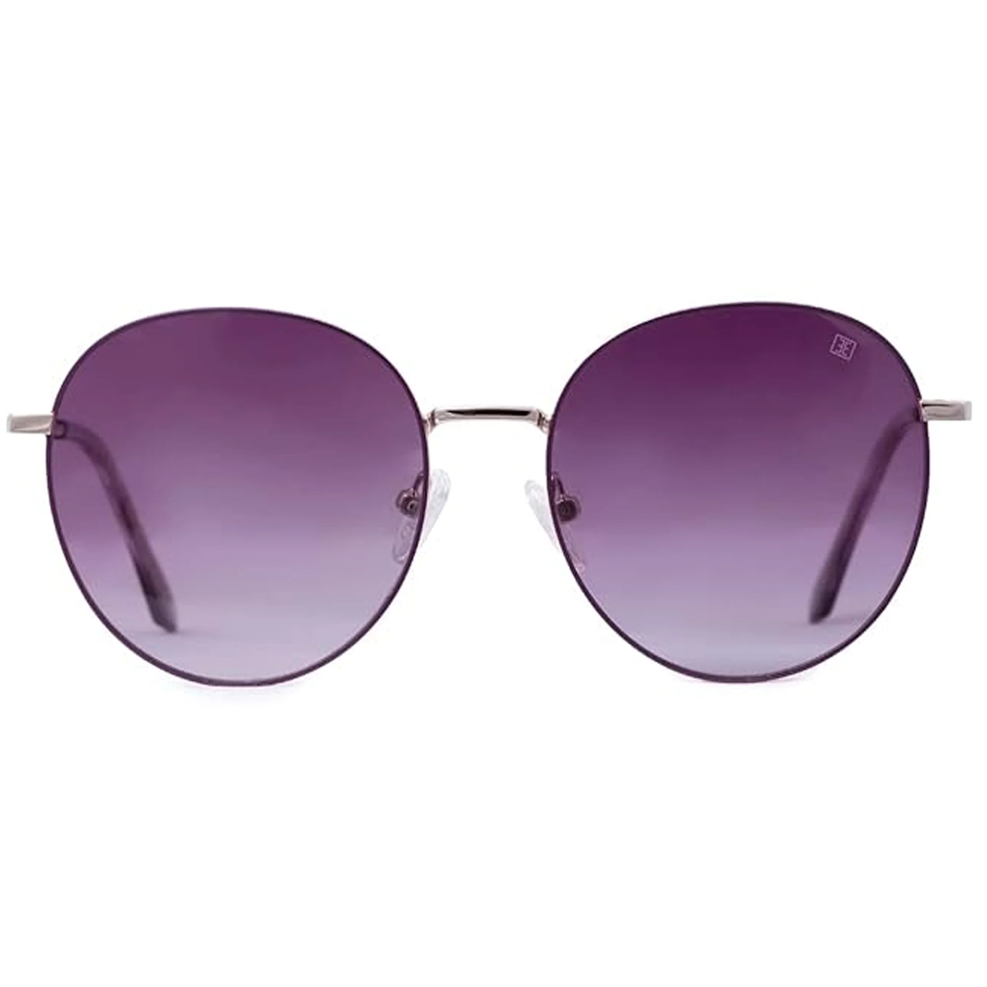 Vintage Round Purple Silver Polarised Sunglasses - Image 2