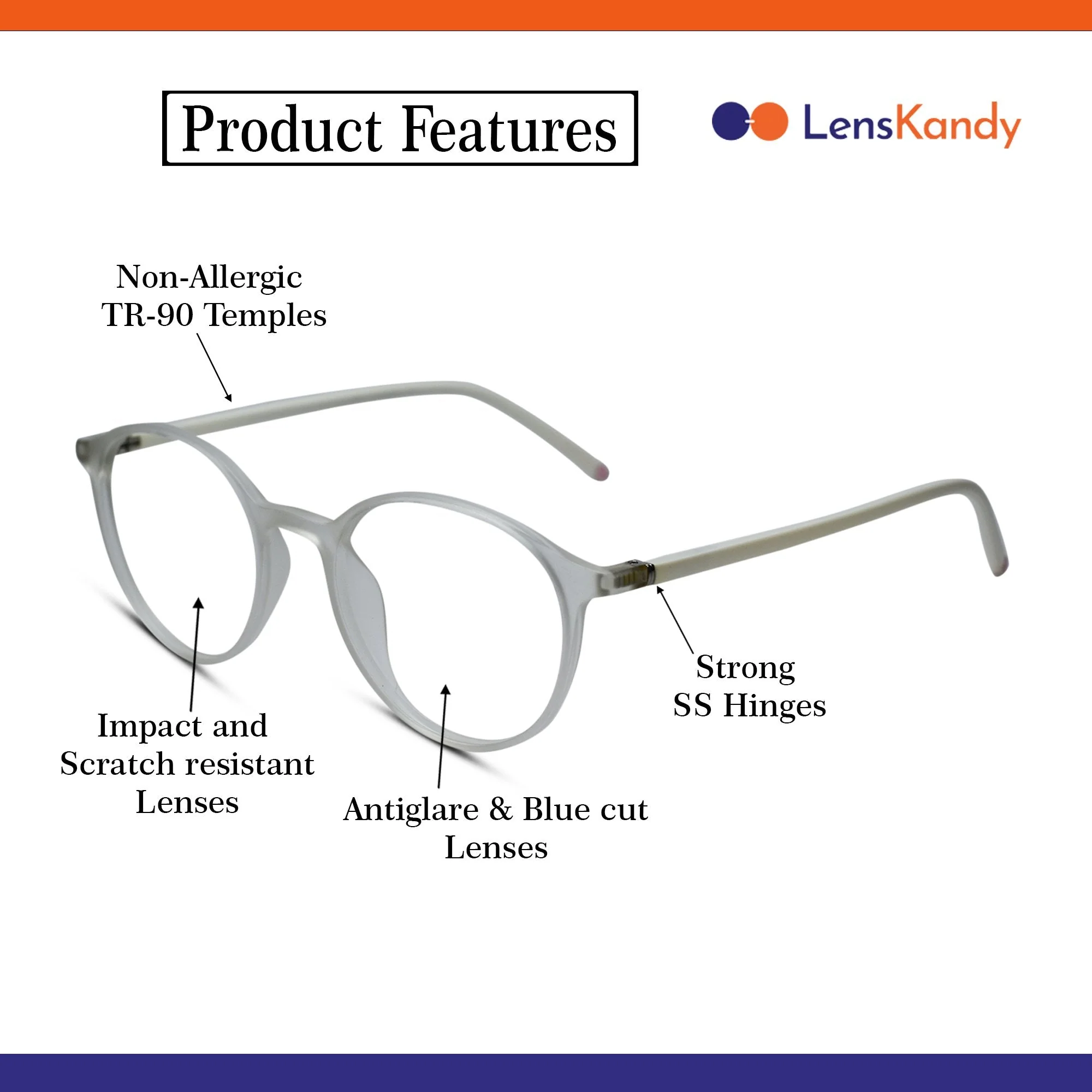 VINTAGE Ultra Light Matt White Round Eyeglasses - Image 4