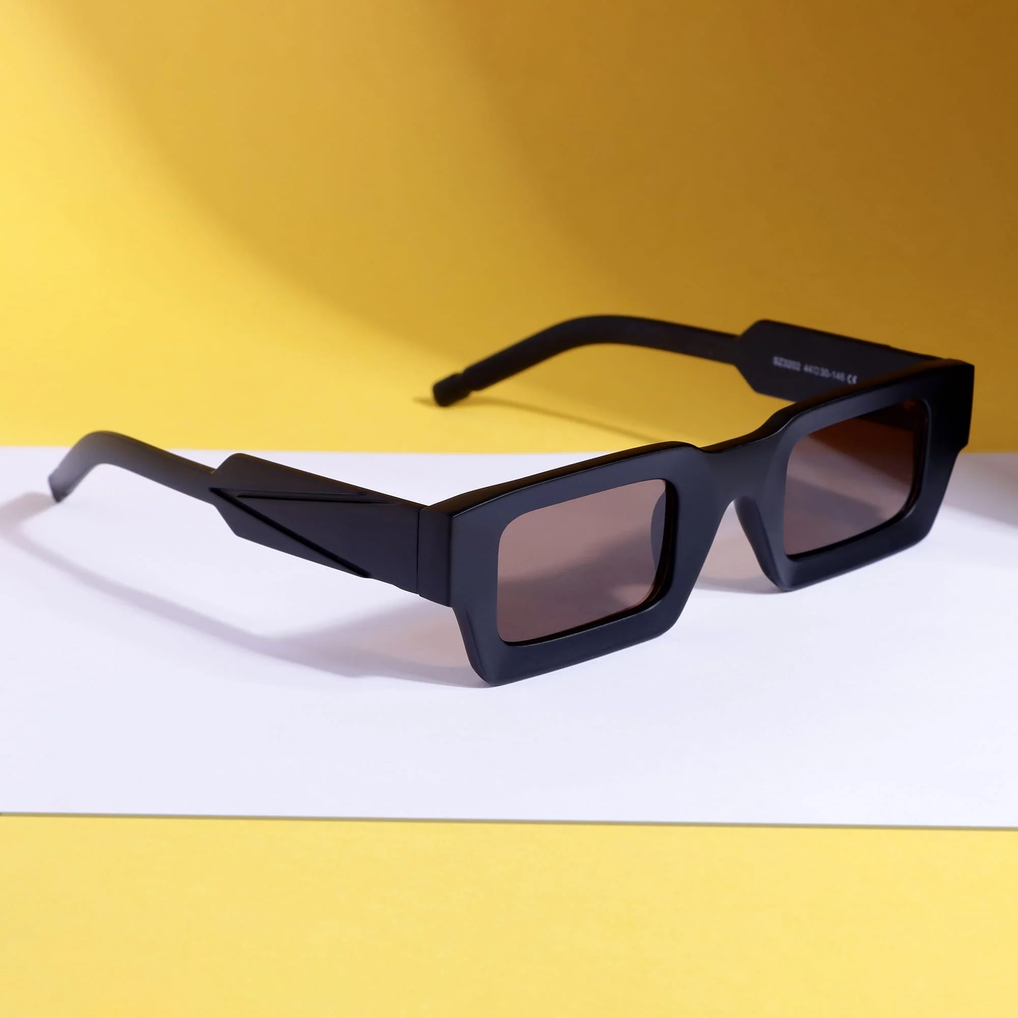 Vintage V2 Black Brown Rectangle Sunglasses - Image 9
