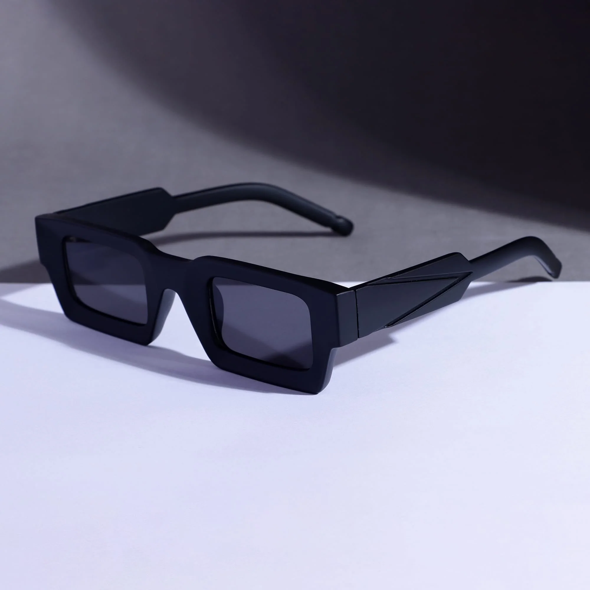 Vintage V2 Full Black Rectangle Sunglasses - Image 12