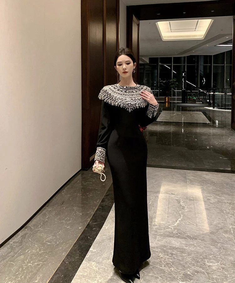 Vivian Long Black Dress - Image 7