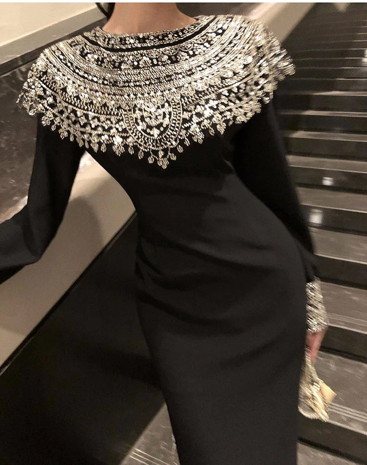 Vivian Long Black Dress - Image 8
