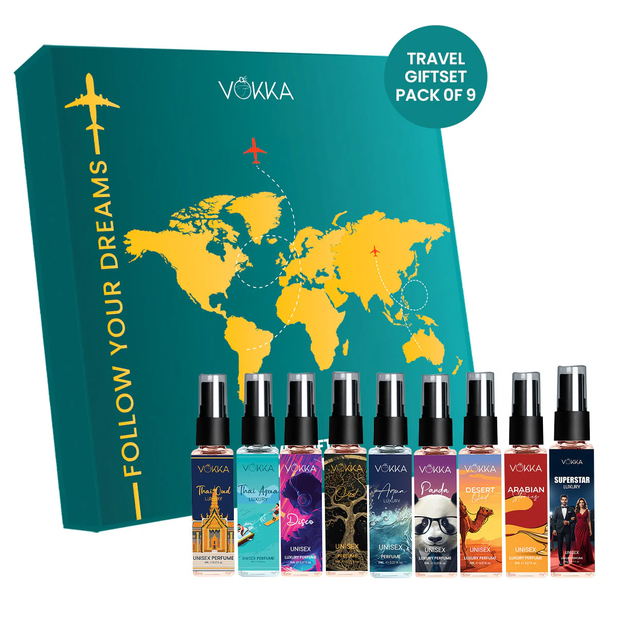 Vokka Luxury Perfume 9 x 8ml Gift Set for Men & Women | Premium Travel Fragrance Gift Pack - Image 13