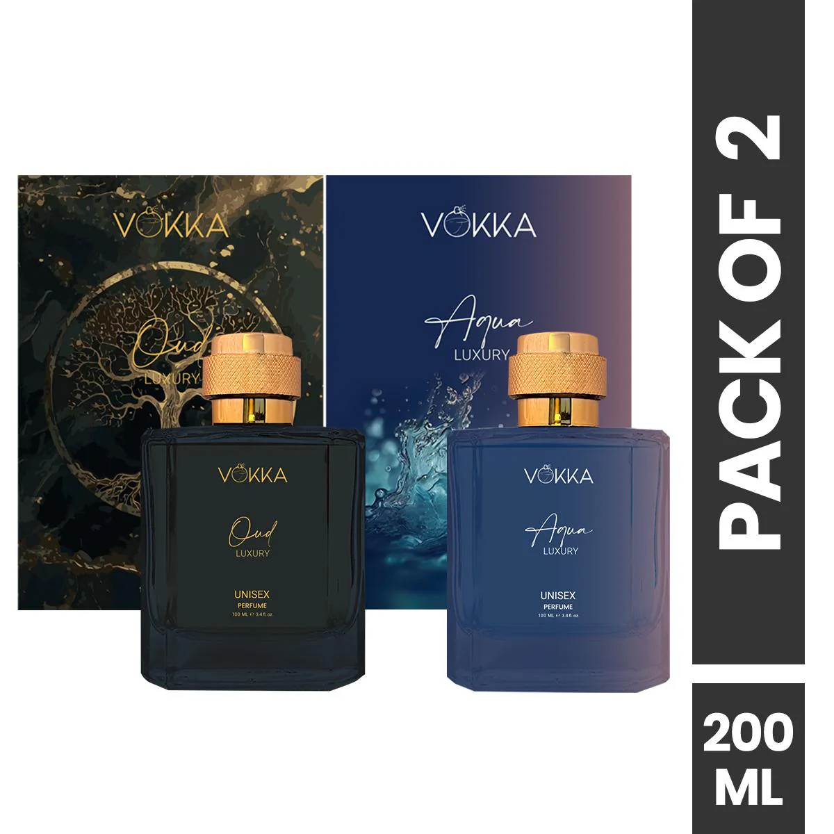 VOKKA Oud & Aqua 200 ml Pack of 2 x 100ml Unisex Luxury Long Lasting Perfume - Image 2