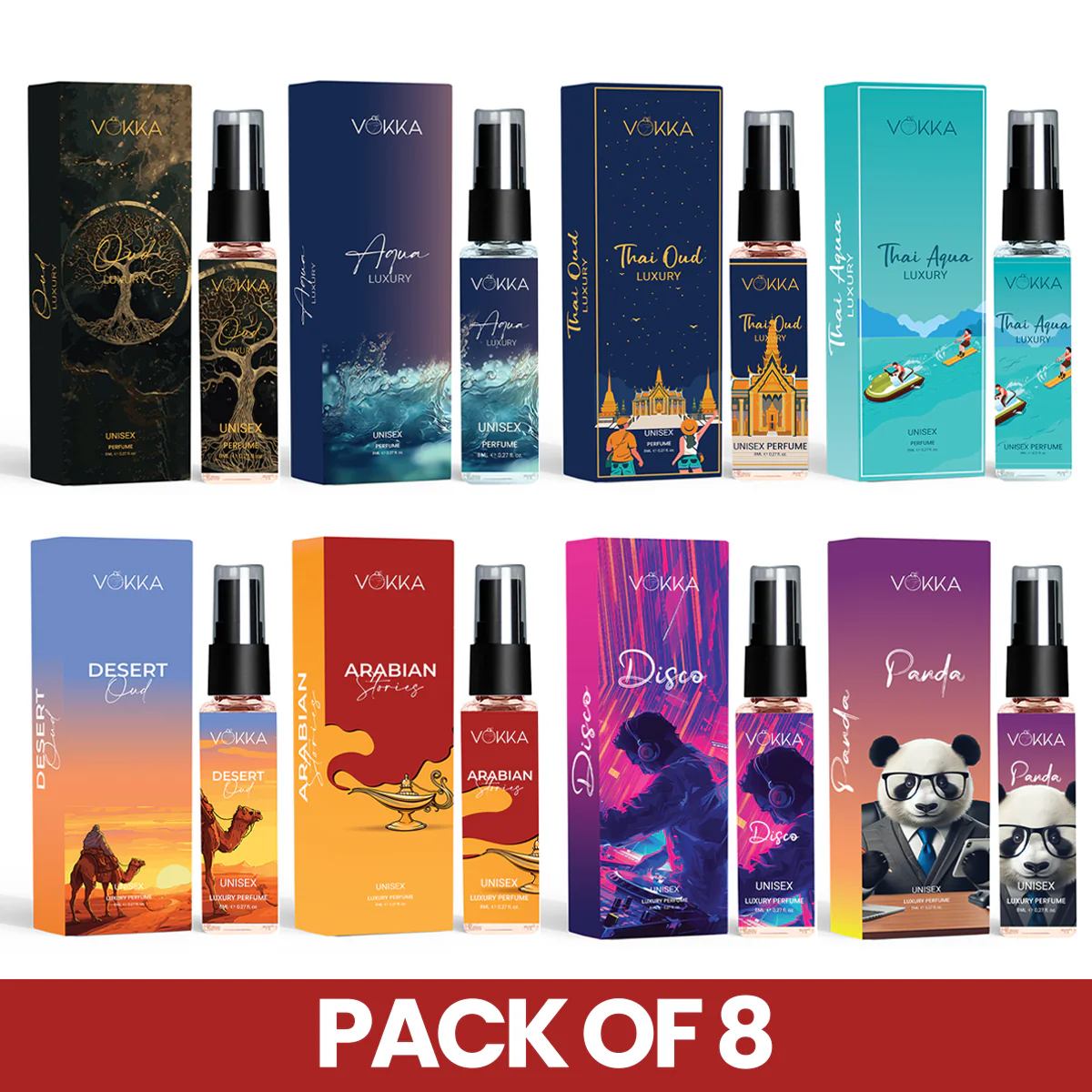 Vokka Perfume Trial Pack – Pack of 8 x 8ml Unisex Luxury Perfumes - Image 14