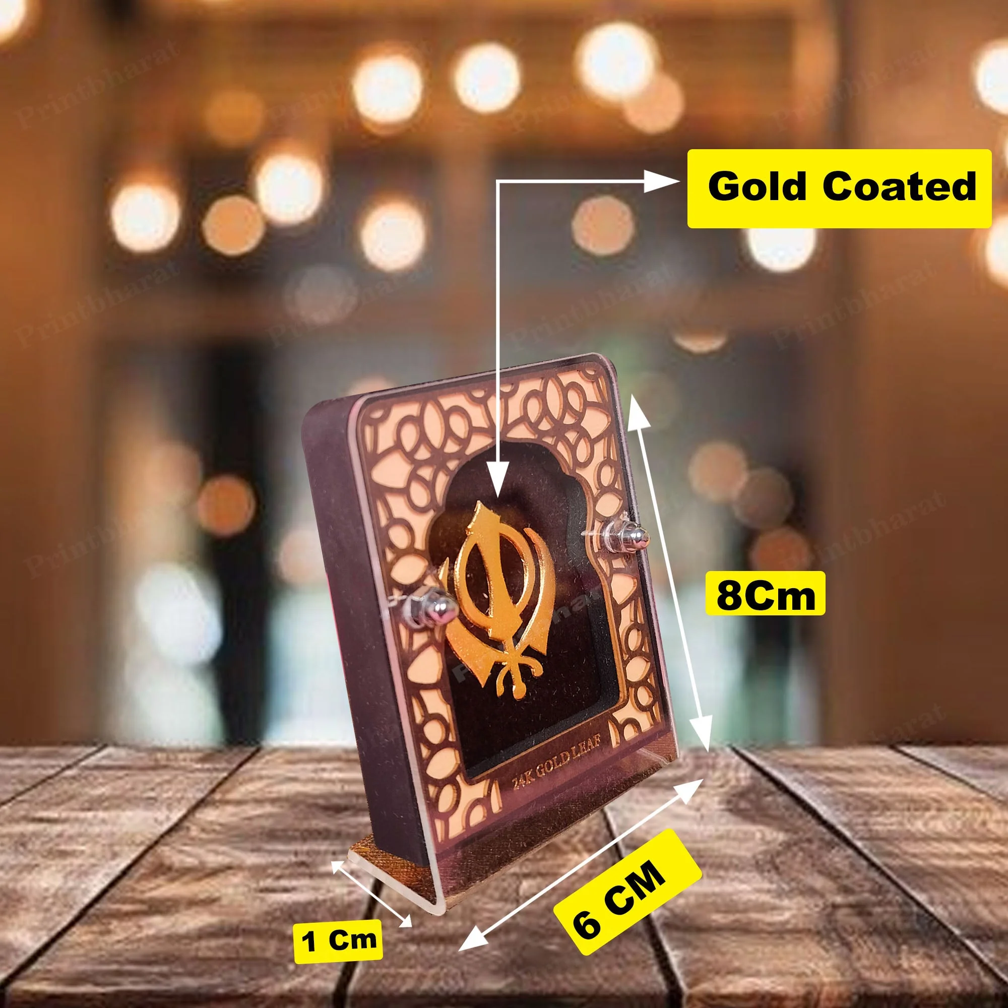 Wahe Guru Ji Leaf 24KT Gold Coated Table Top - Image 5