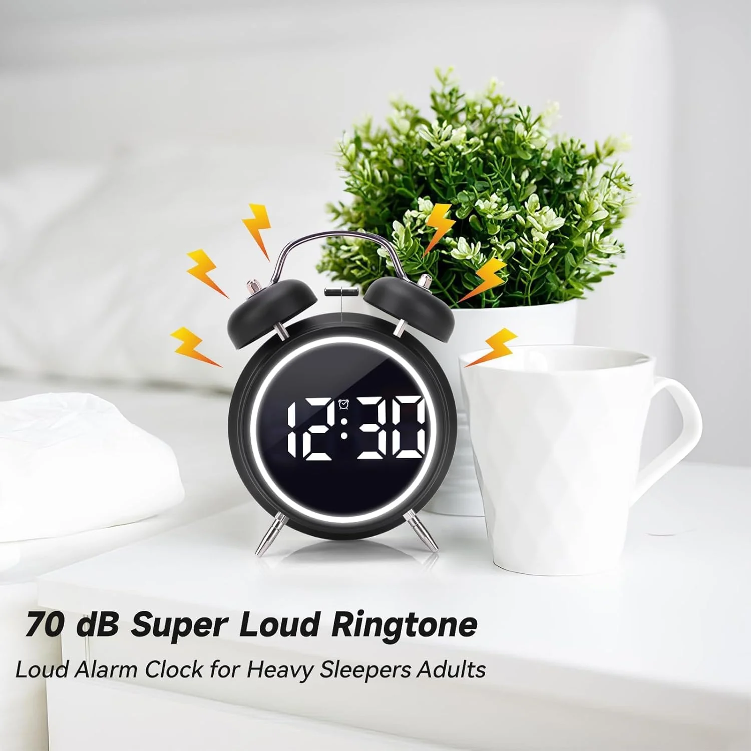 Wakee: Retro LED Alarm Clock with Twin Bells – Extra Loud Battery-Powered Clock for Heavy Sleepers, Stylish Wake-Ups & Desk or Bedroom Decor - Image 3