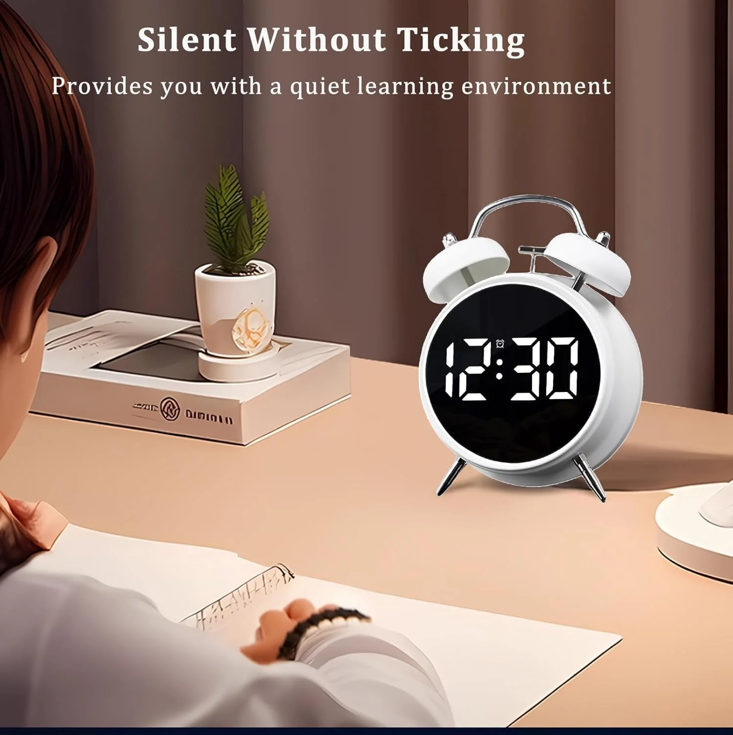 Wakee: Retro LED Alarm Clock with Twin Bells – Extra Loud Battery-Powered Clock for Heavy Sleepers, Stylish Wake-Ups & Desk or Bedroom Decor - Image 4