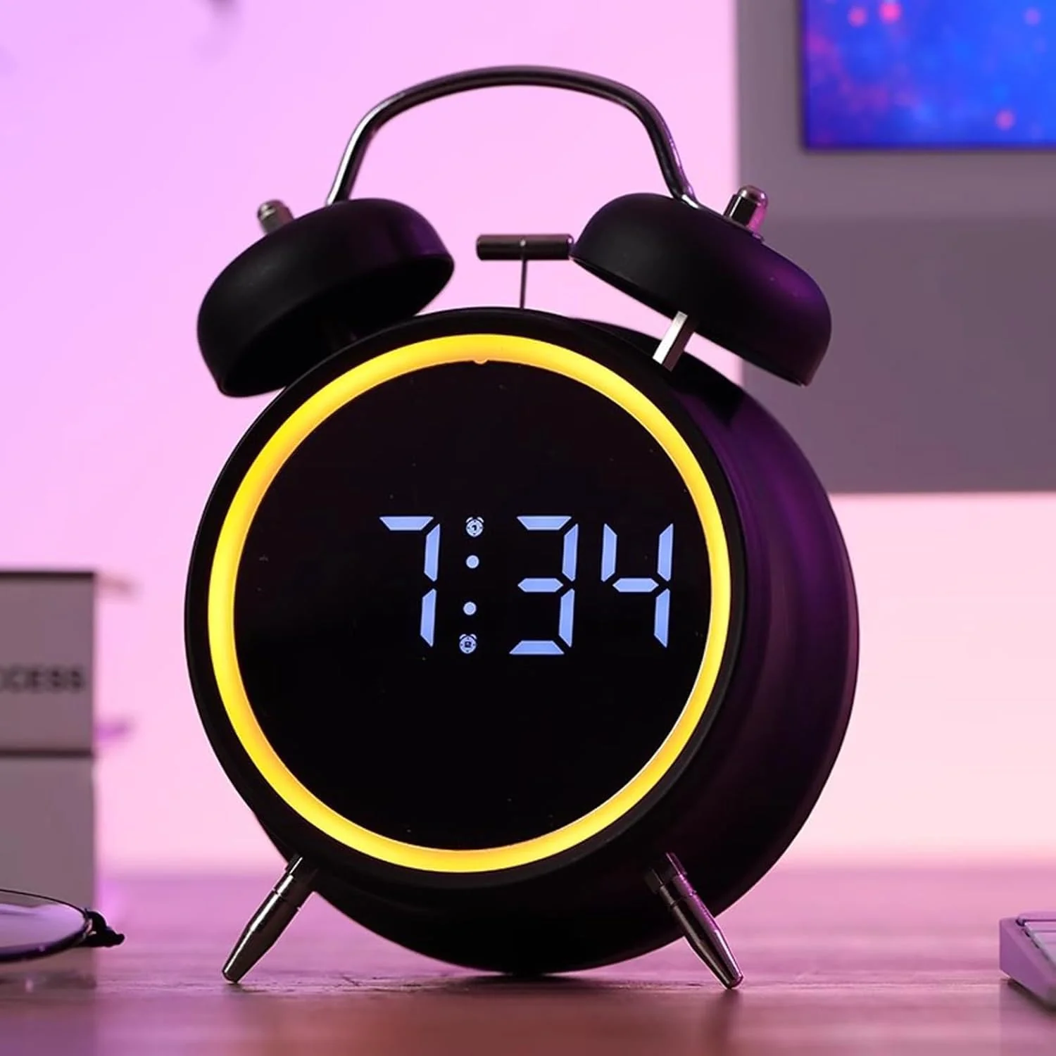 Wakee: Retro LED Alarm Clock with Twin Bells – Extra Loud Battery-Powered Clock for Heavy Sleepers, Stylish Wake-Ups & Desk or Bedroom Decor - Image 8
