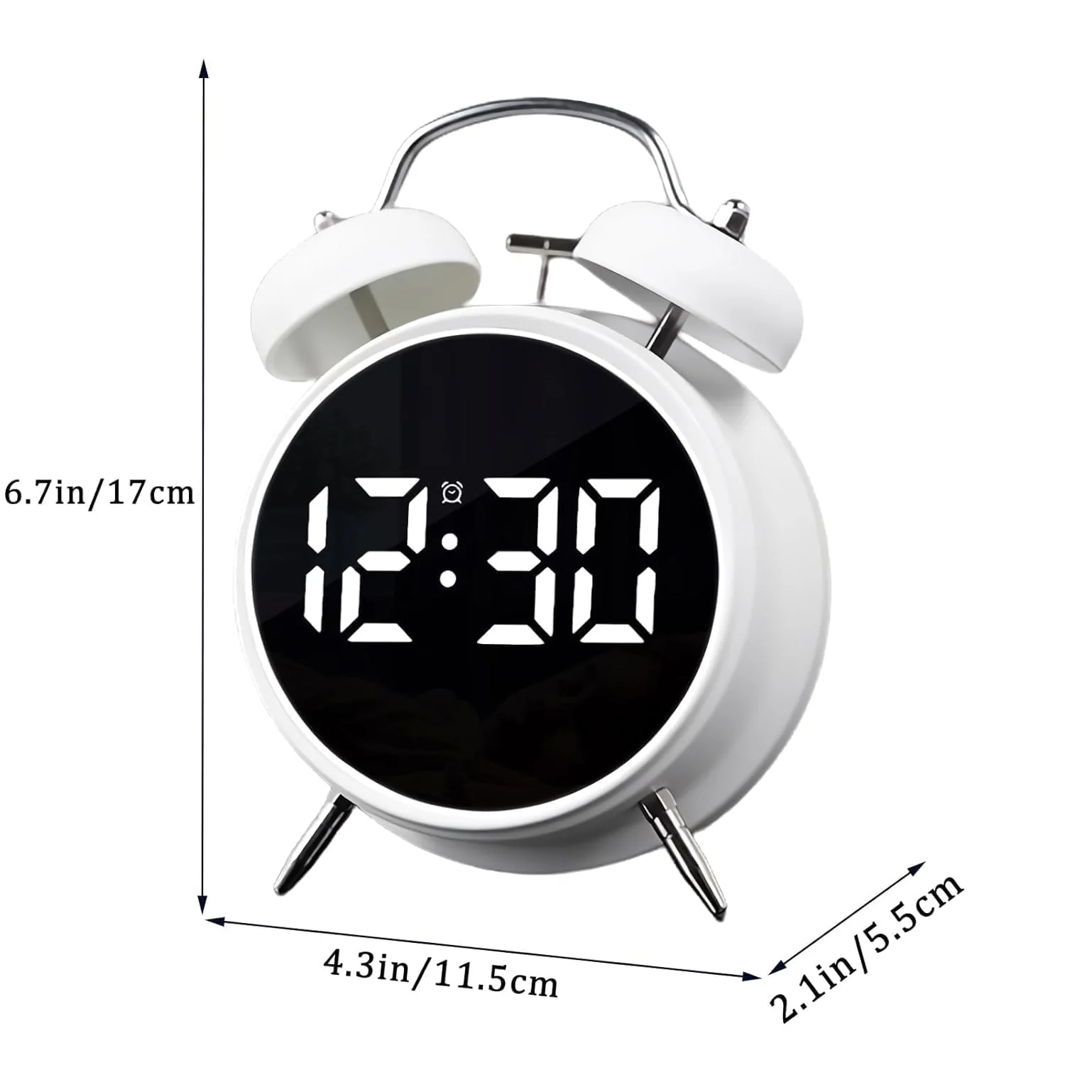 Wakee: Retro LED Alarm Clock with Twin Bells – Extra Loud Battery-Powered Clock for Heavy Sleepers, Stylish Wake-Ups & Desk or Bedroom Decor - Image 9