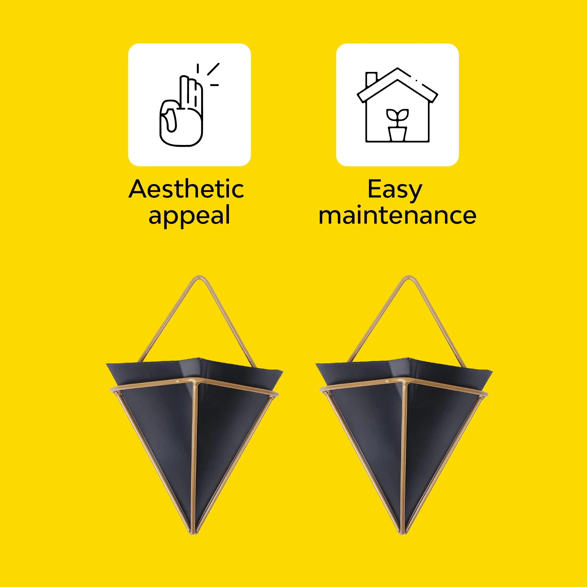 Wall Hanging Pyramid Planter | Set Of 2 - Image 3