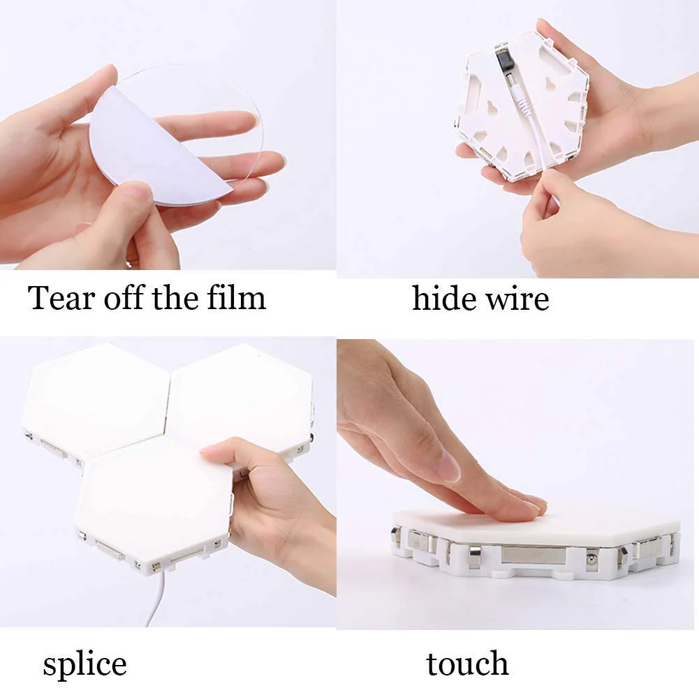 Warm White Hexagon Modular Touch-Sensitive Light (Pack of 5) - Image 3