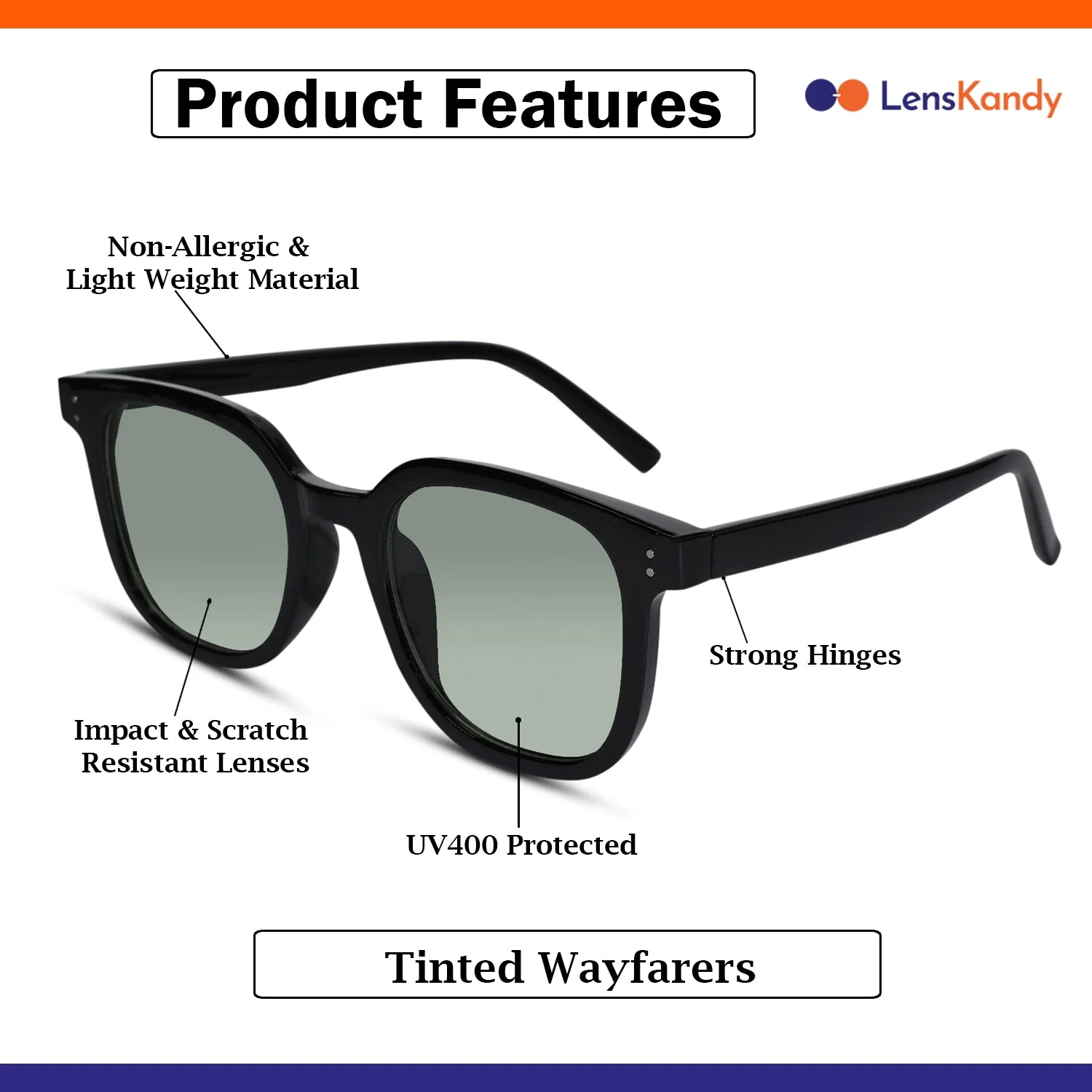 Wayfarer Green Tint Sunglasses For Men & Women - Image 7