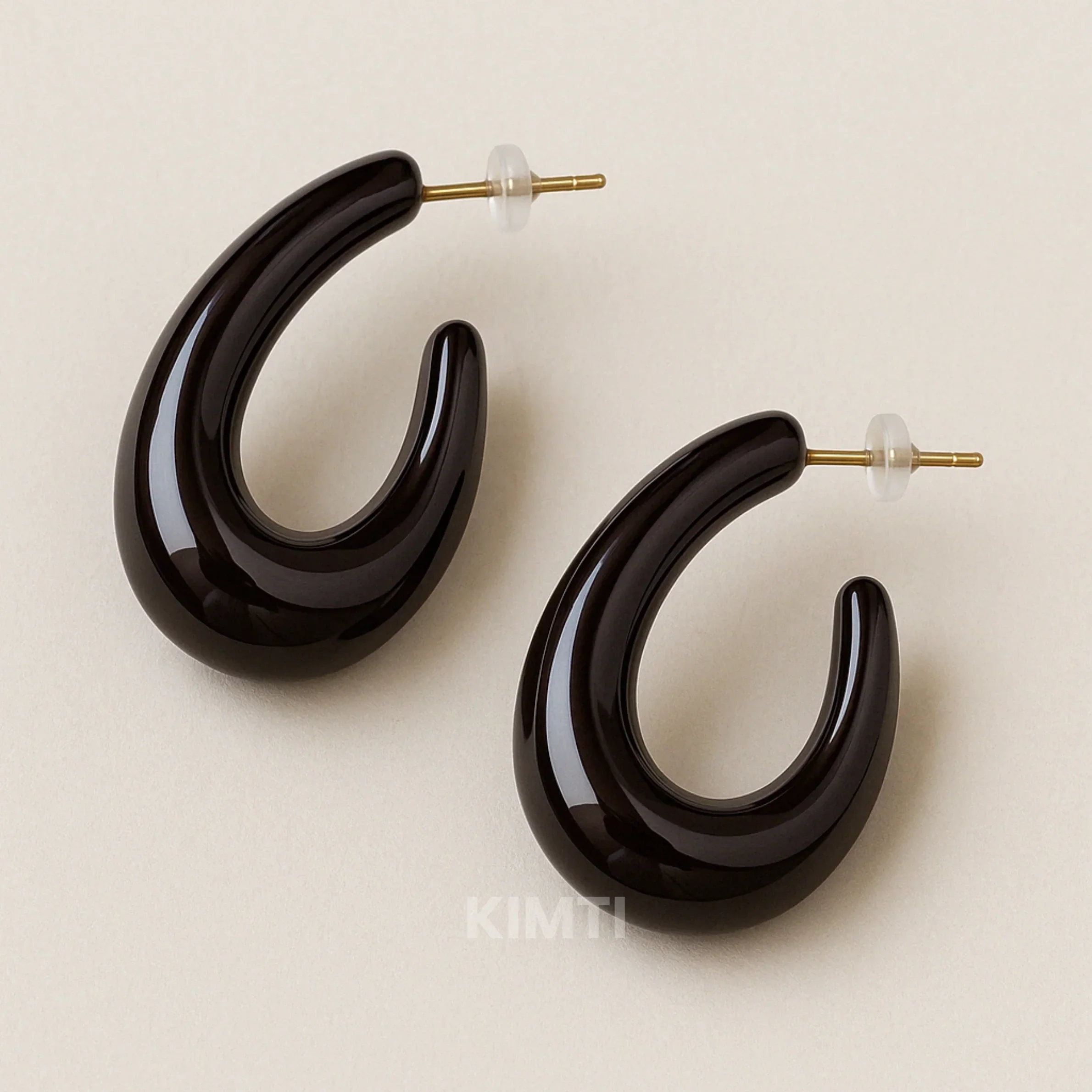 Western Black Hoops Earring