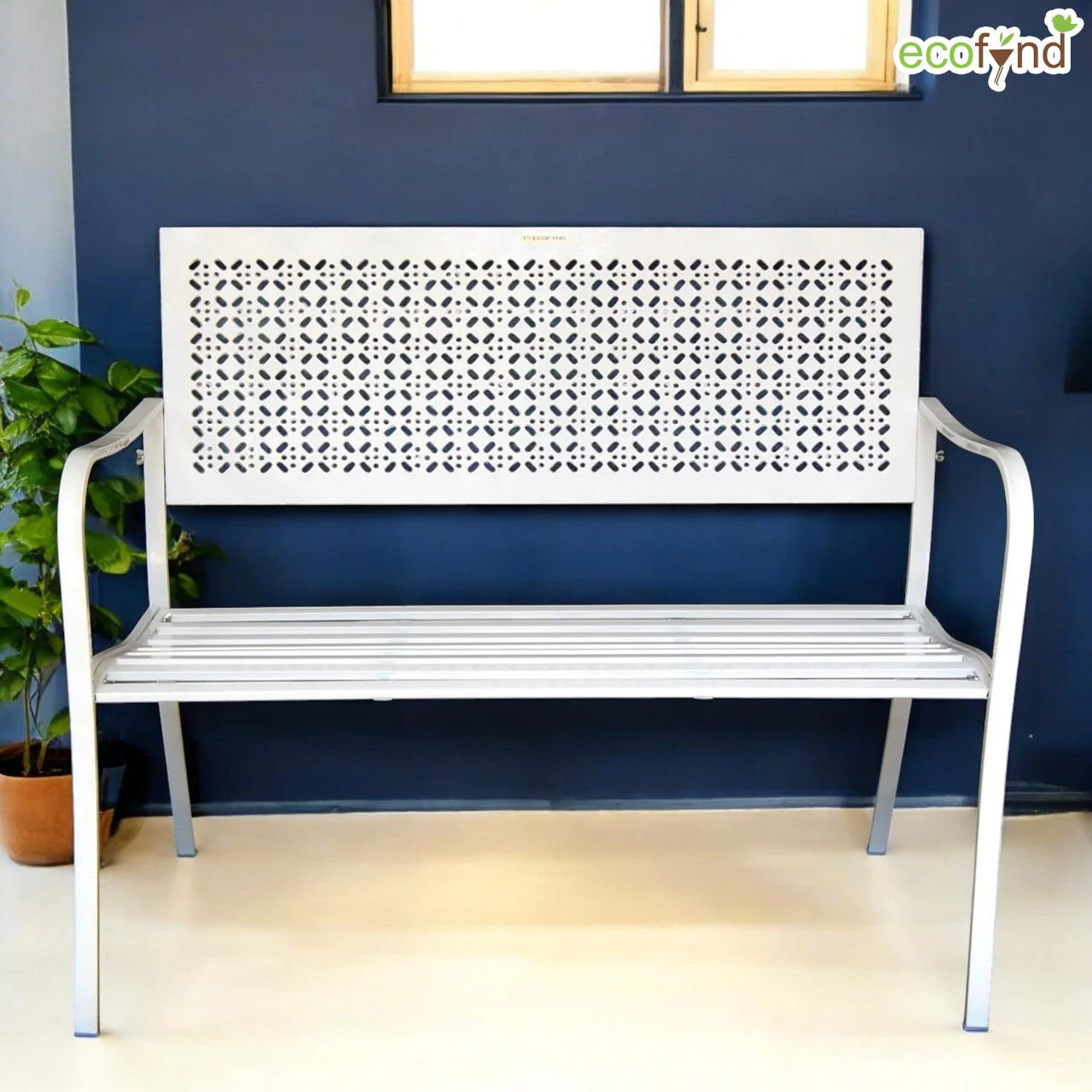 White 2-Seater Garden Bench – Compact Iron Outdoor Seating - Image 10