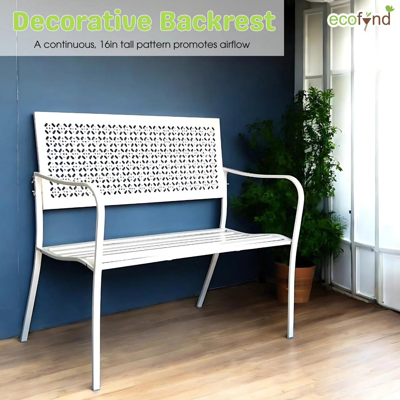 White 3-Seater Garden Bench – Durable Iron Outdoor Seating - Image 7