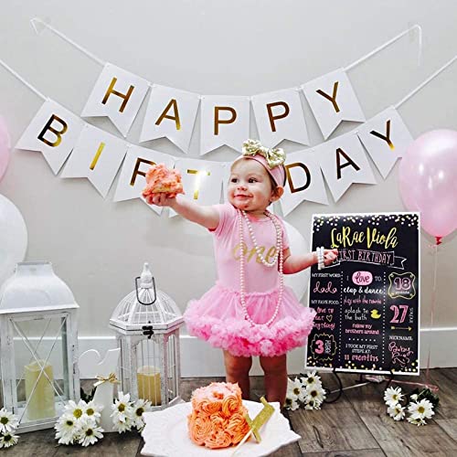White And Gold Happy Birthday Banner (3 Meters) - Image 7