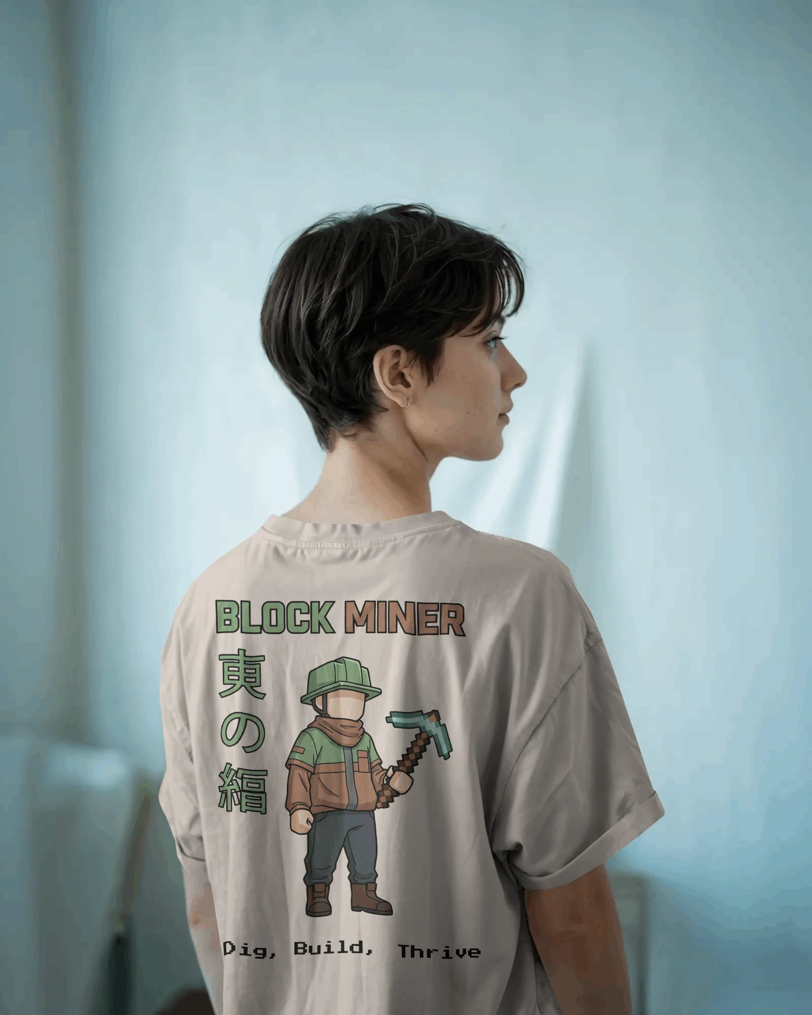 White Block Miner Oversized T-shirt