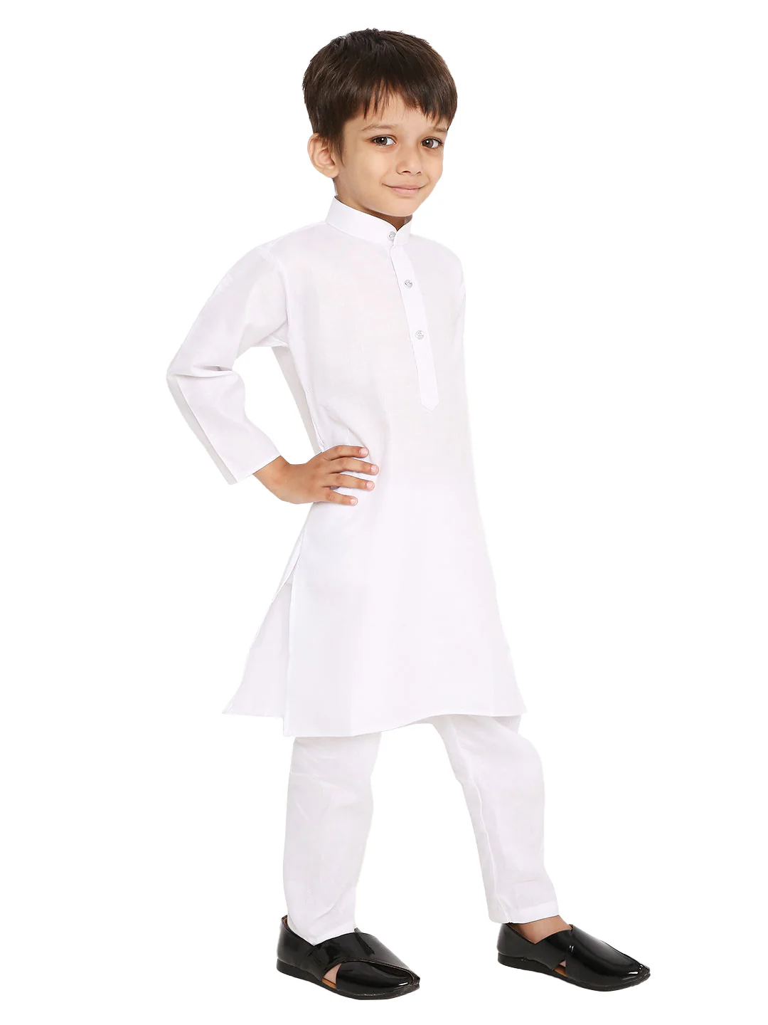 White Cotton Blend Kurta - Image 2