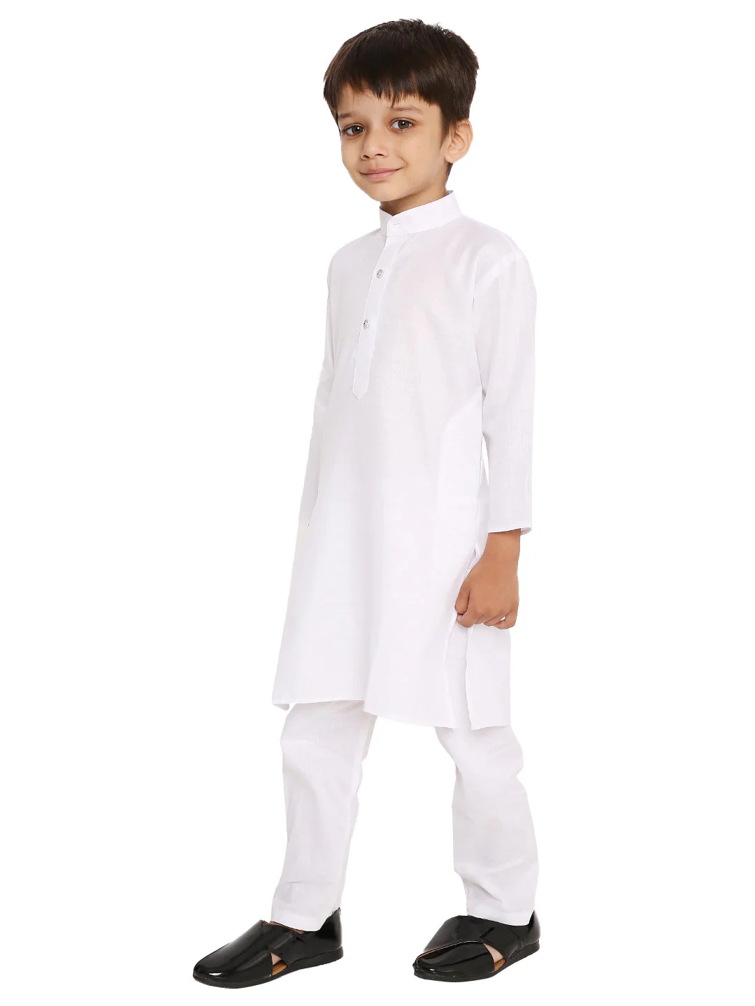 White Cotton Blend Kurta - Image 3