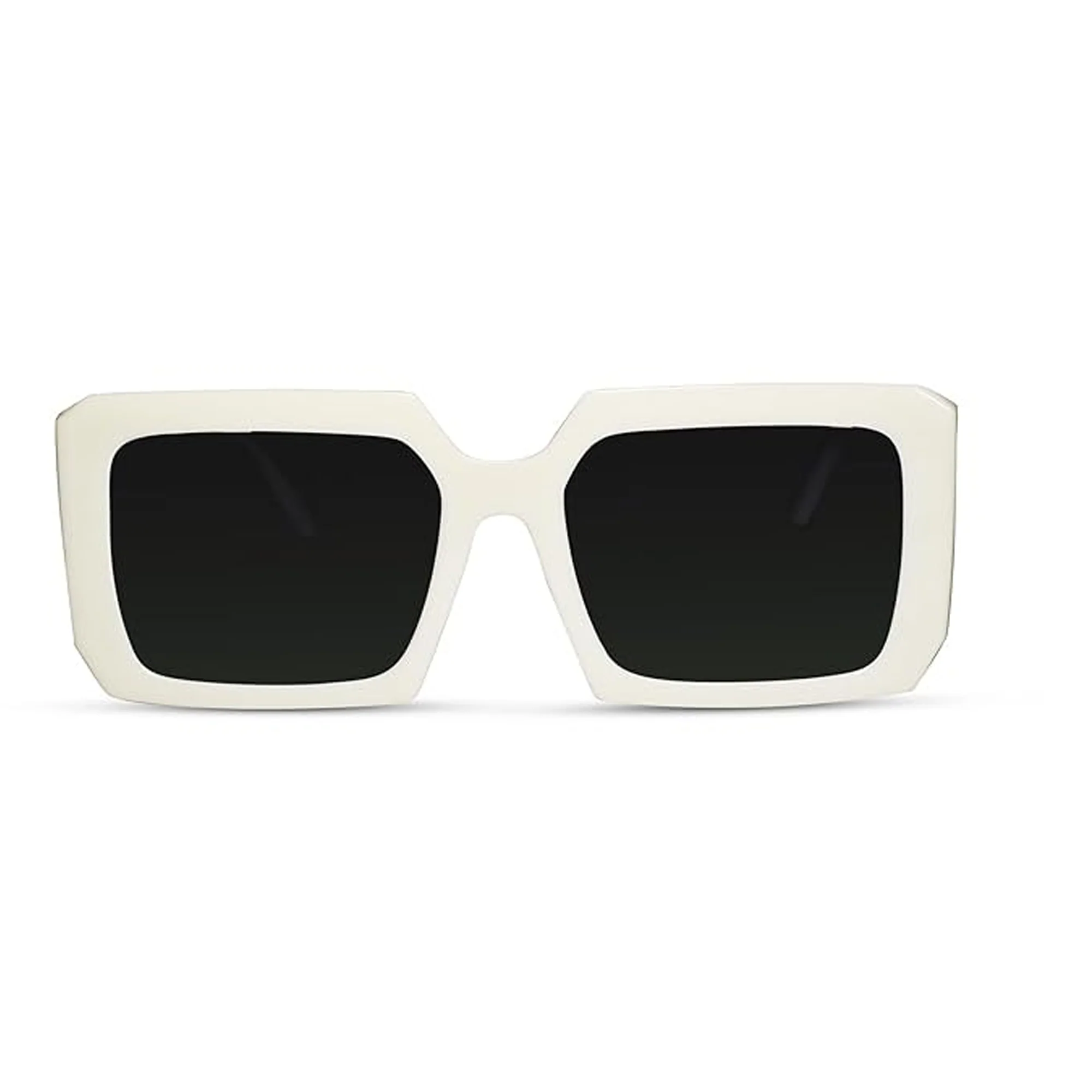 White Designer Rectangular Sunglasses For Women - Image 3