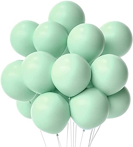 White Happy Birthday Banner And Pastel Green Metallic Balloons (Pack of 30) - Image 3
