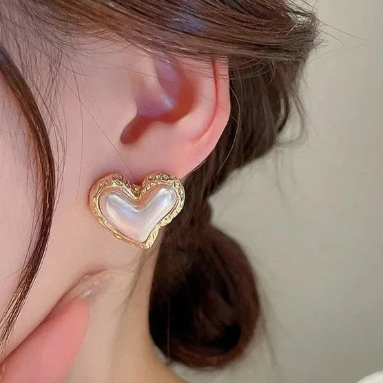 White Heart Stud Earring - Image 2