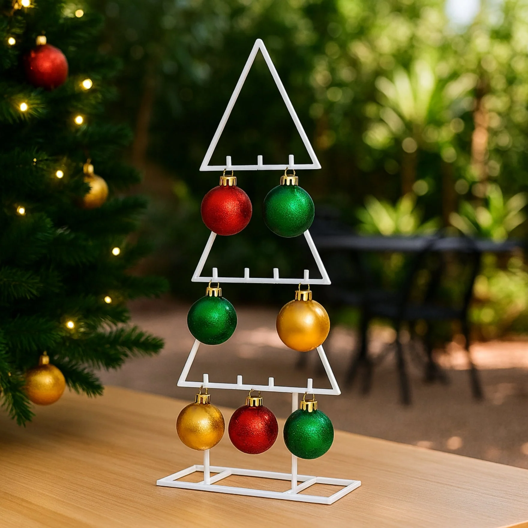 White Metal Christmas Tree Organizer Stand – Multi-Tier Display (23.6 Inch)