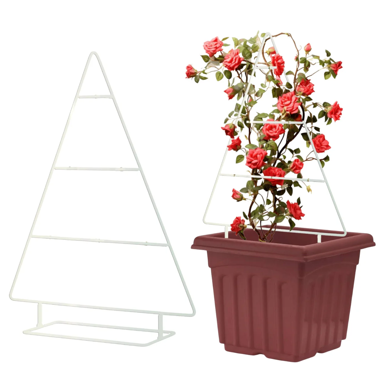 White Metal Christmas Tree Stand & Plant Trellis – Decorative Display (16 Inch) - Image 2