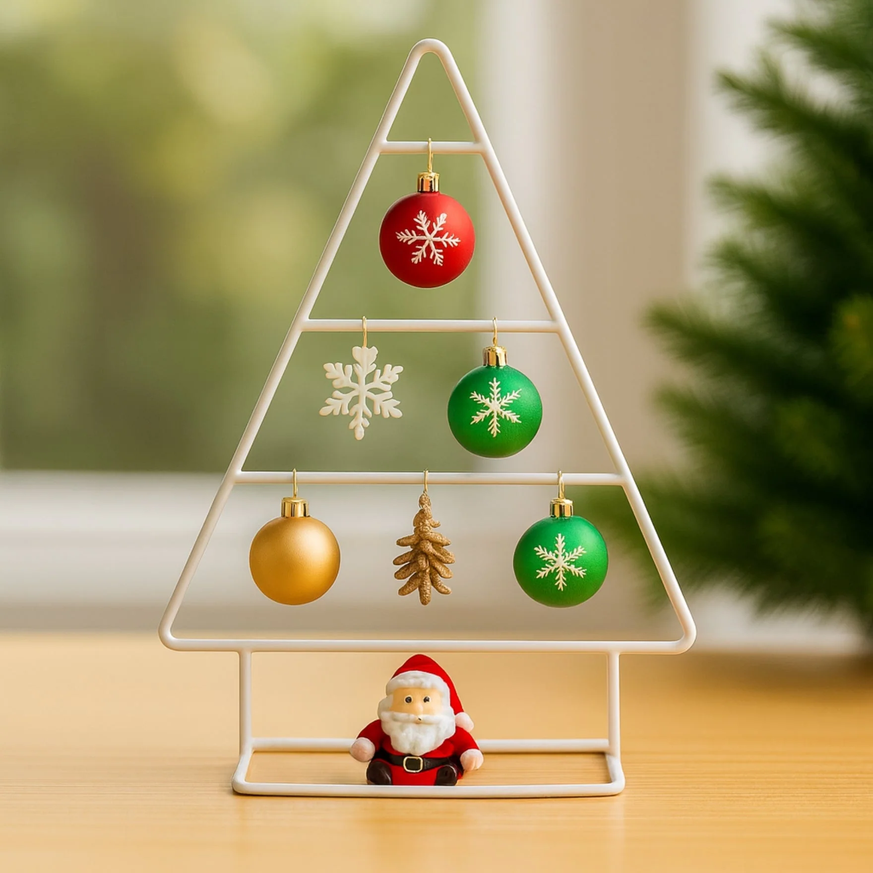 White Metal Christmas Tree Stand & Plant Trellis – Decorative Display (16 Inch)