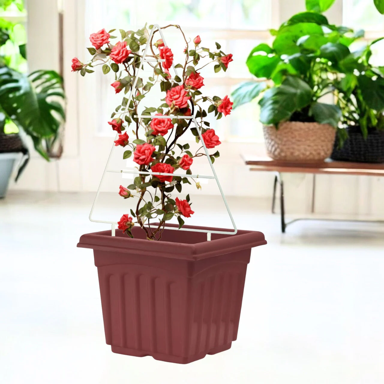 White Metal Christmas Tree Stand & Plant Trellis – Decorative Display (16 Inch) - Image 4
