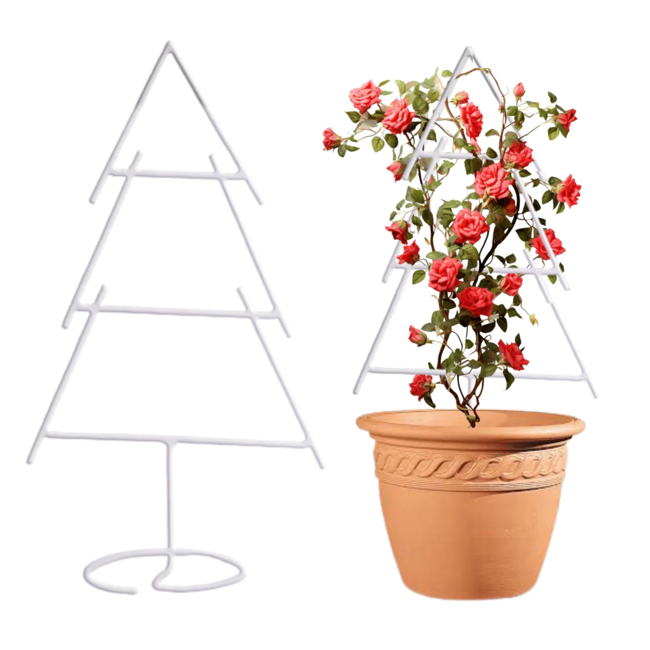 White Metal Christmas Tree Trellis – Decorative Plant Support (19 Inch) - Image 2
