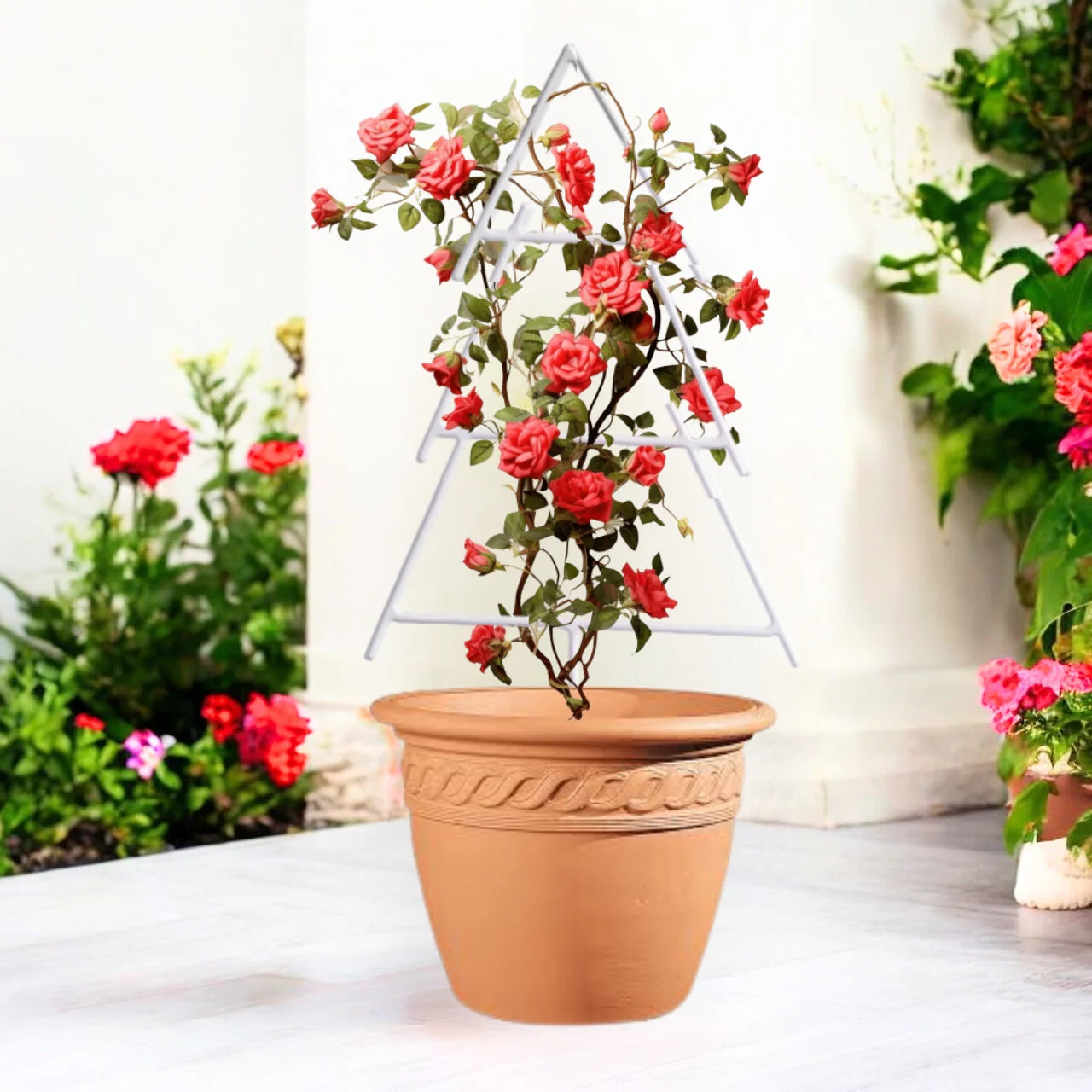 White Metal Christmas Tree Trellis – Decorative Plant Support (19 Inch) - Image 4