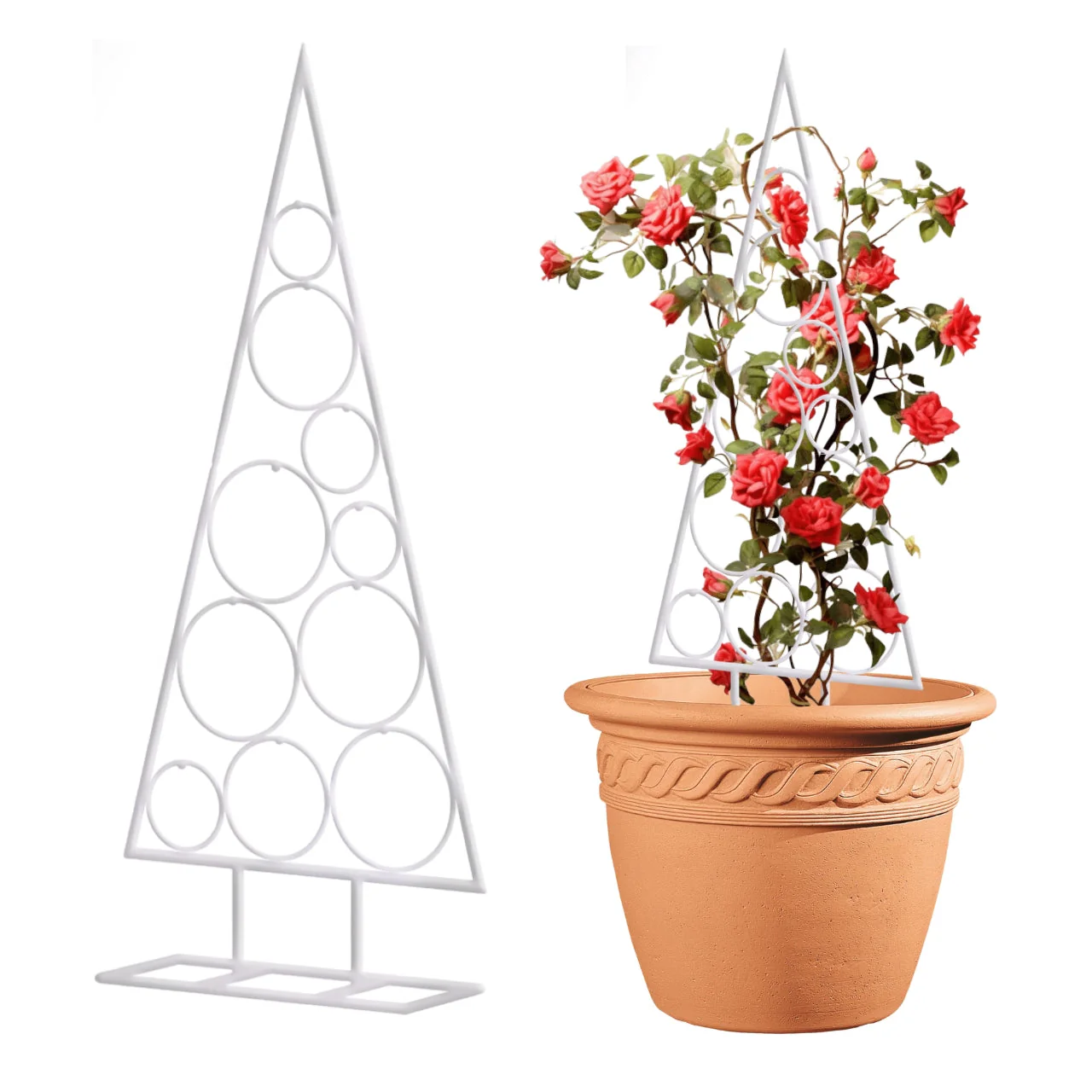 White Metal Christmas Tree Trellis & Ornament Stand (35 Inch) - Image 2