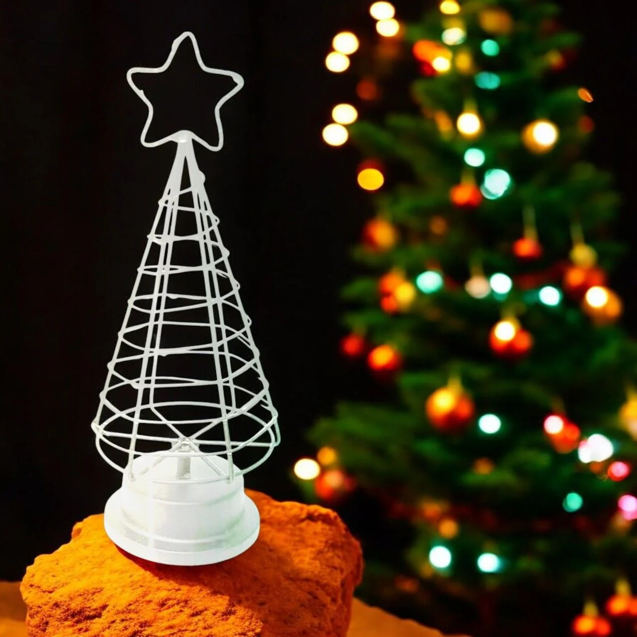 White Metal Decorative Christmas Tree – Tabletop Ornament Display - Image 6