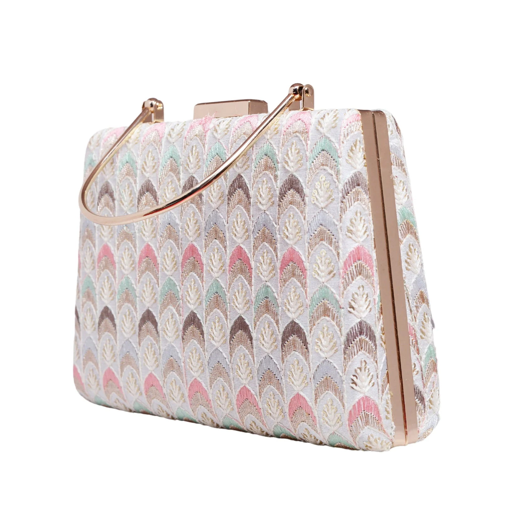 White Multicolor Embroidered Clutch - Image 3