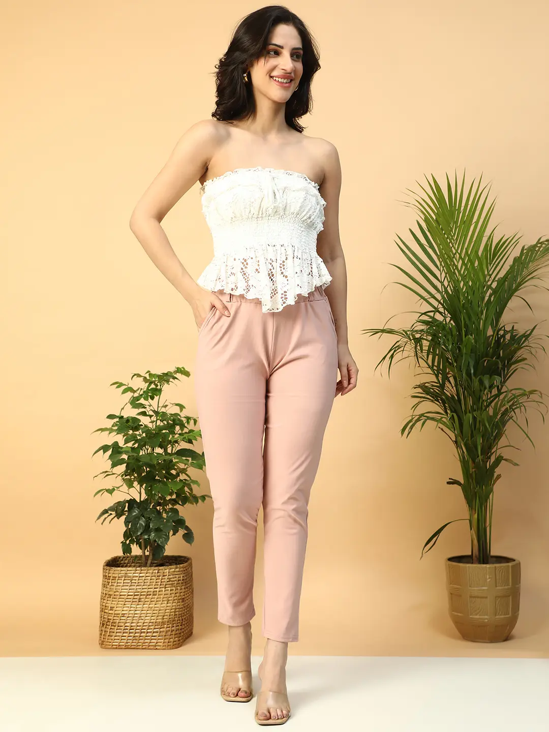 White Off-Shoulder Women's Top with Tie-Up Detail - Image 6