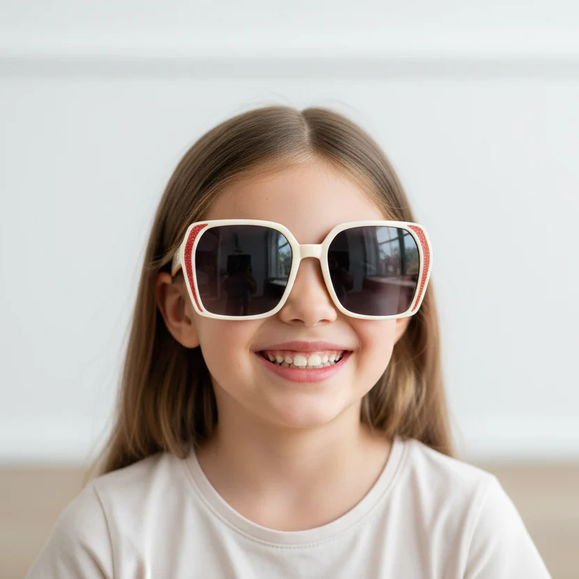 White Oversized UV Protection square sunglasses for kids